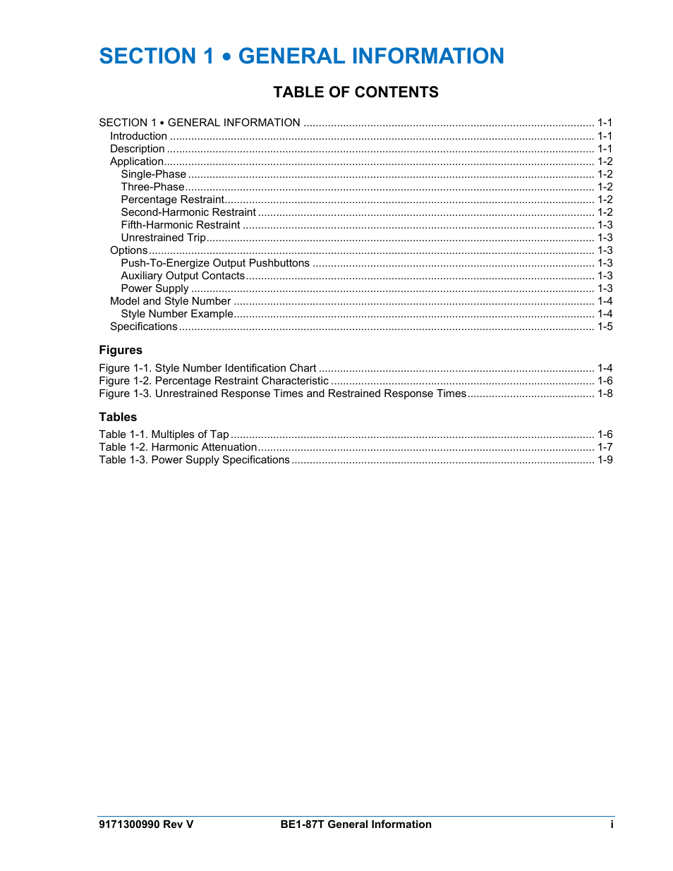 Basler Electric BE1-87T User Manual | Page 11 / 140