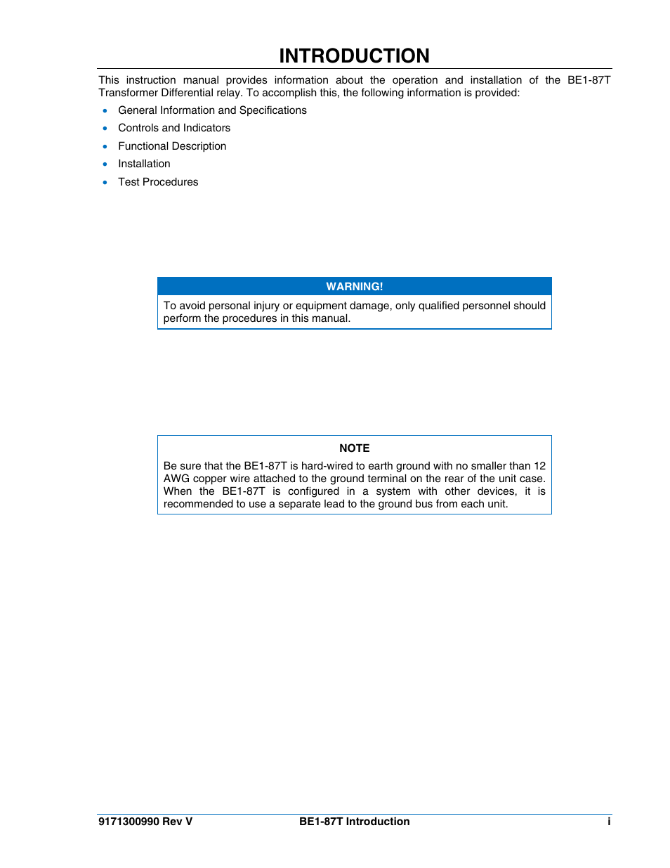 Introduction | Basler Electric BE1-87T User Manual | Page 3 / 140