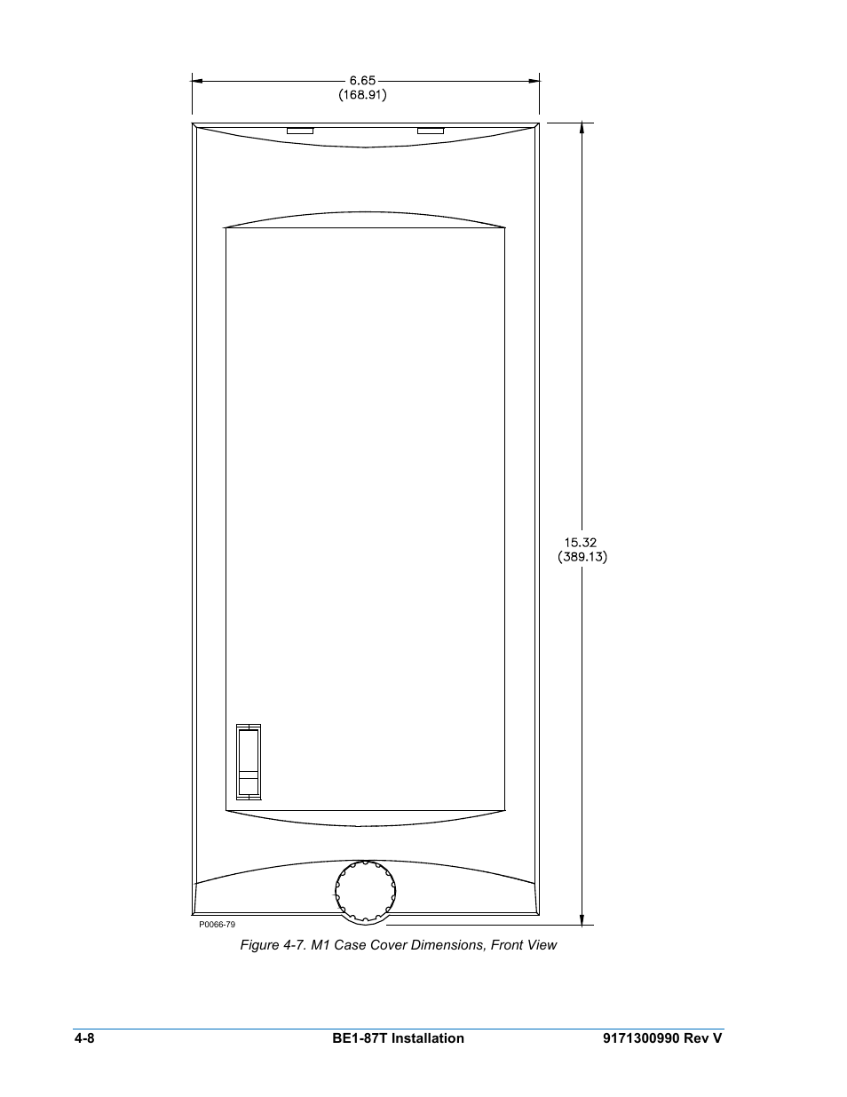 Figure 4-7. m1 case cover dimensions, front view | Basler Electric BE1-87T User Manual | Page 50 / 140