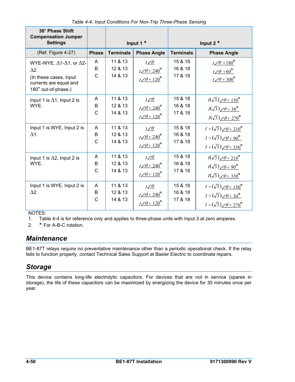 Maintenance, Storage, Maintenance -50 | Storage -50 | Basler Electric BE1-87T User Manual | Page 92 / 140