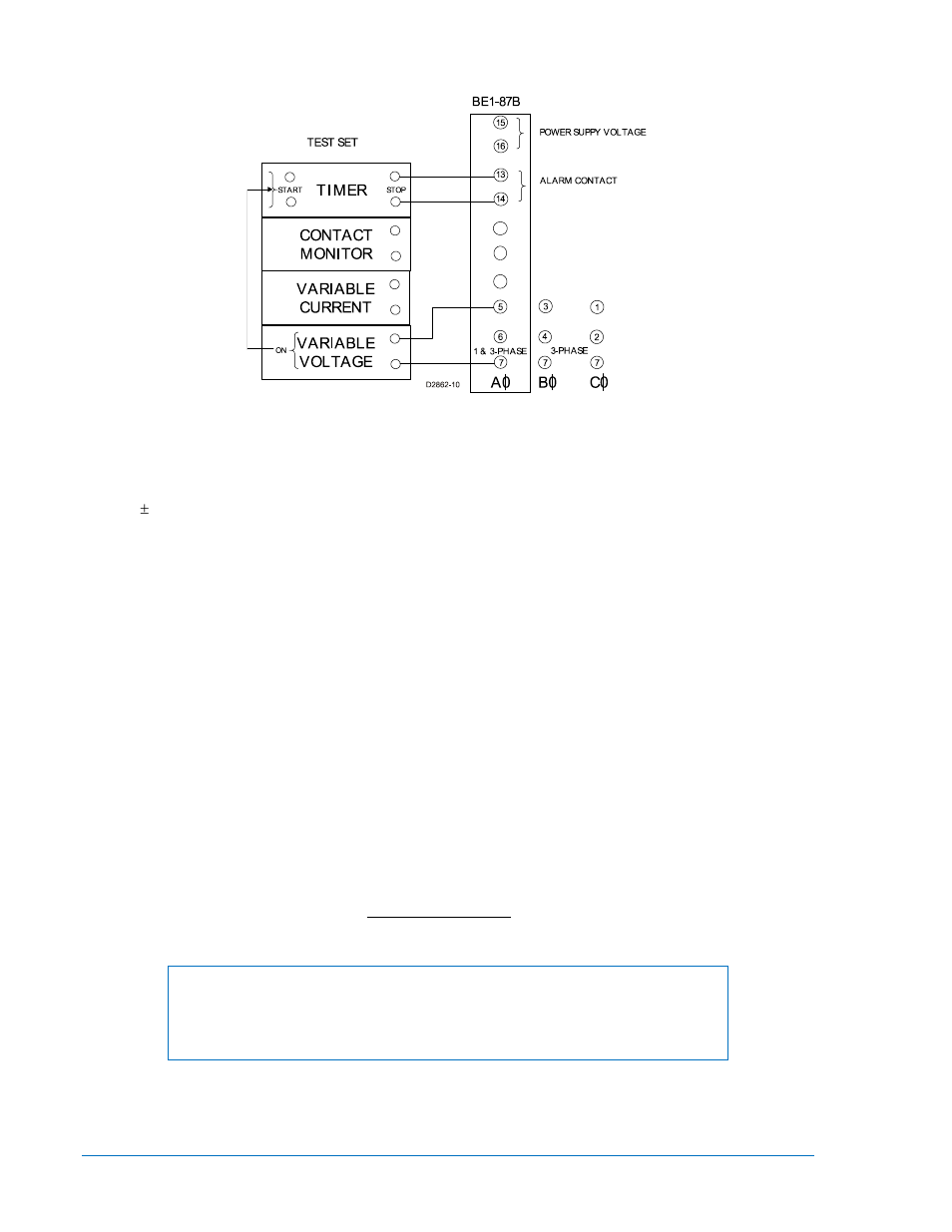 Alarm voltage test, Pickup voltage test, Alarm voltage test -4 | Pickup voltage test -4, Figure 5-3. alarm voltage test setup -4 | Basler Electric BE1-87B User Manual | Page 72 / 78