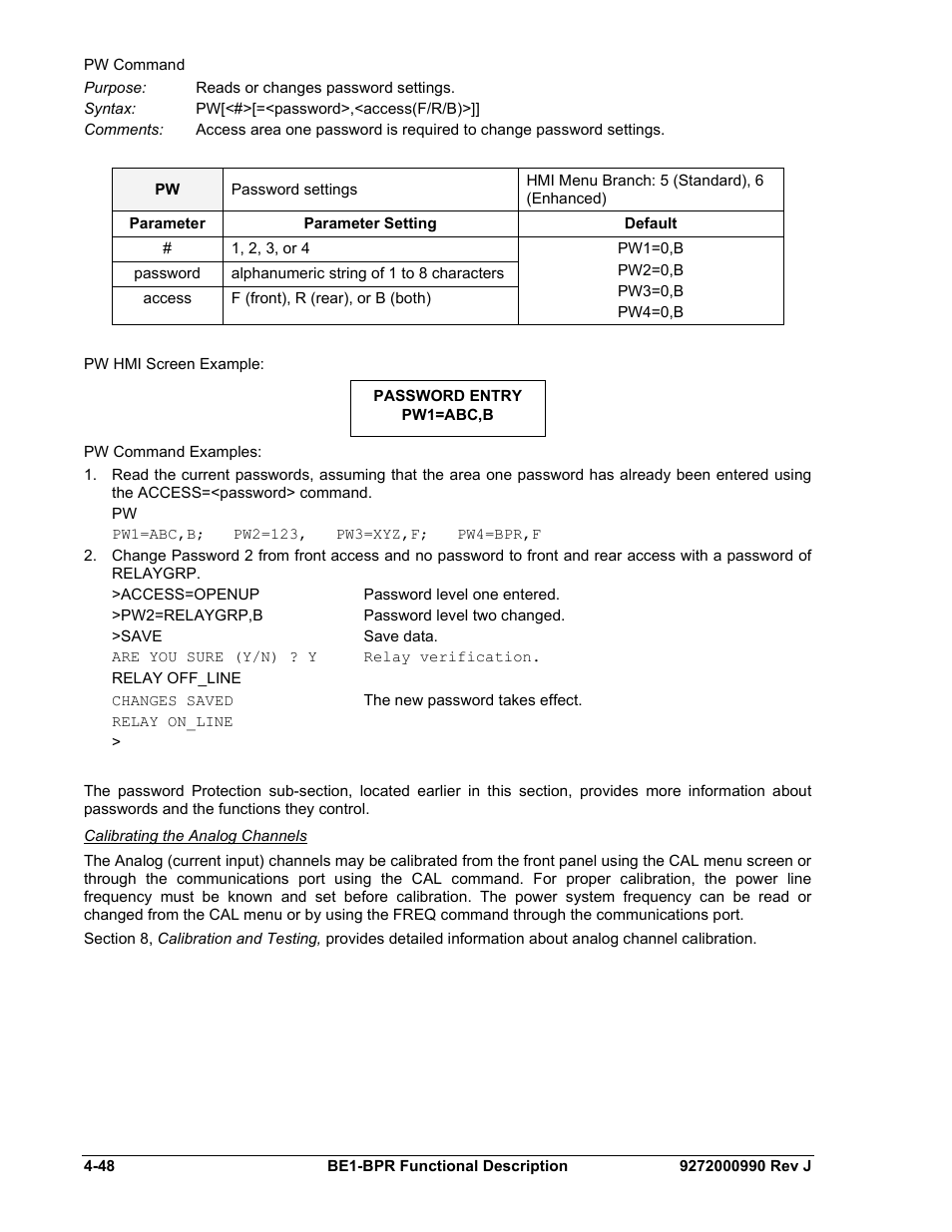 Calibrating the analog channels | Basler Electric BE1-BPR User Manual | Page 100 / 182