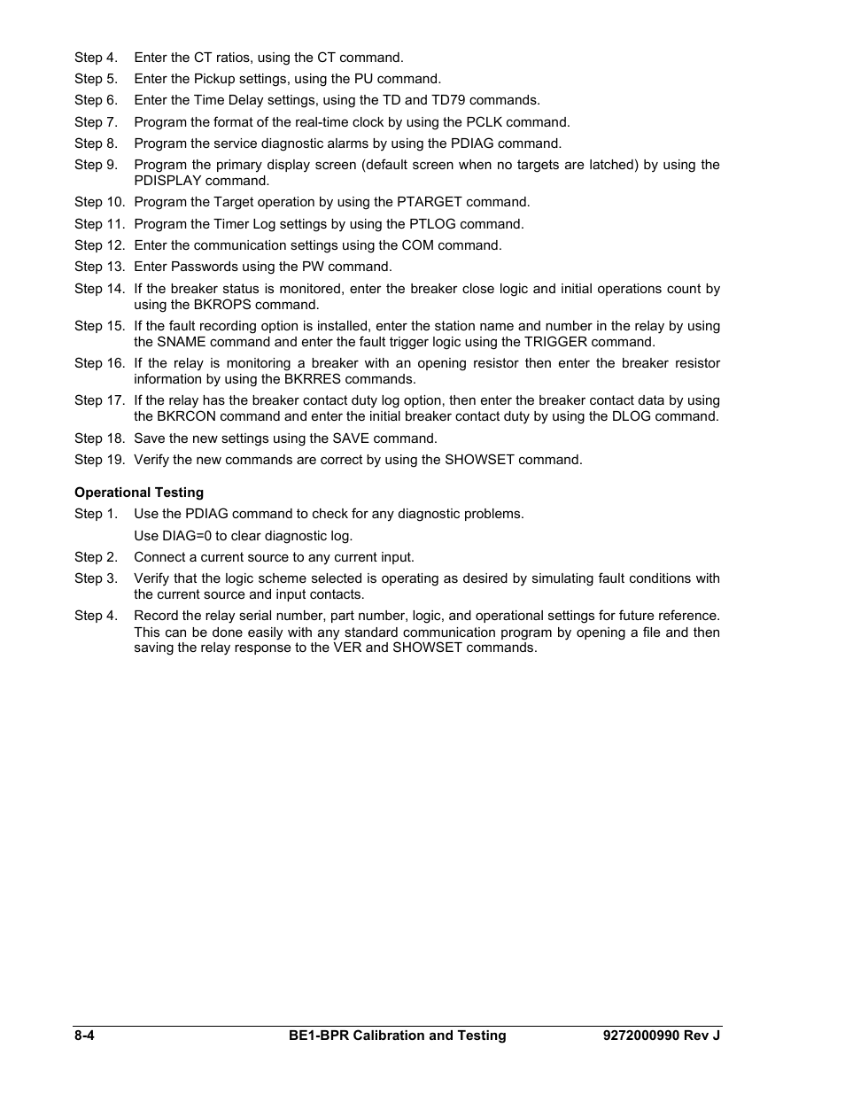 Operational testing, Operational testing -4 | Basler Electric BE1-BPR User Manual | Page 160 / 182
