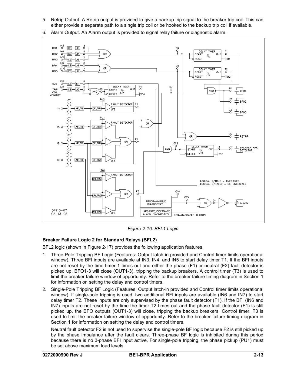 Breaker failure logic 2 for standard relays (bfl2) | Basler Electric BE1-BPR User Manual | Page 37 / 182
