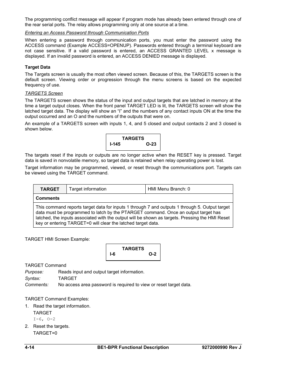 Target data, Targets screen, Target data -14 | Basler Electric BE1-BPR User Manual | Page 66 / 182