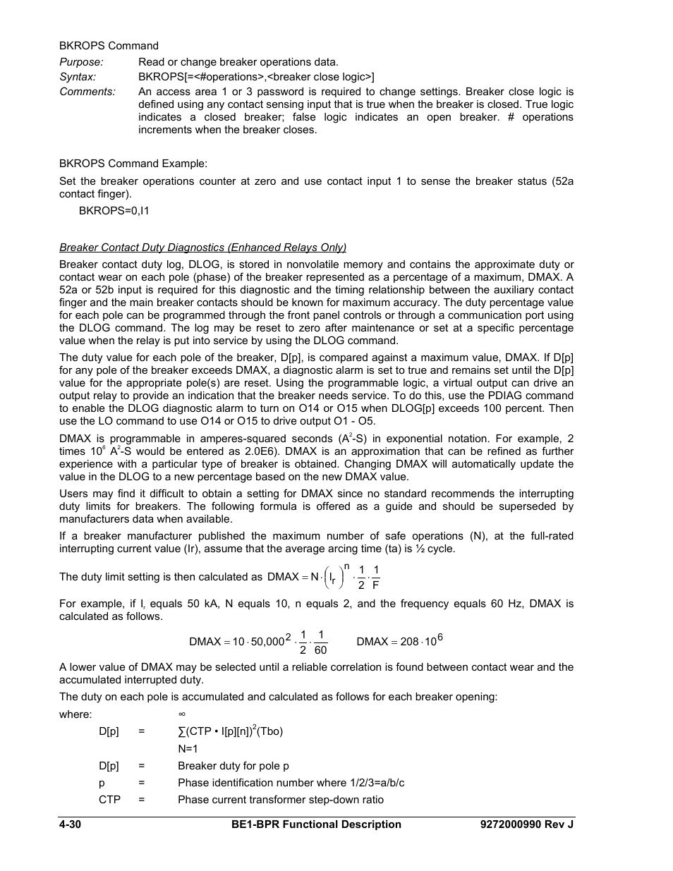 Basler Electric BE1-BPR User Manual | Page 82 / 182