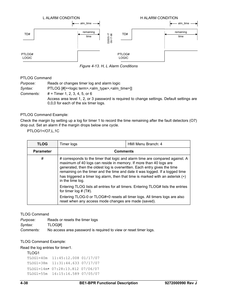 Figure 4-13. h, l alarm conditions | Basler Electric BE1-BPR User Manual | Page 90 / 182