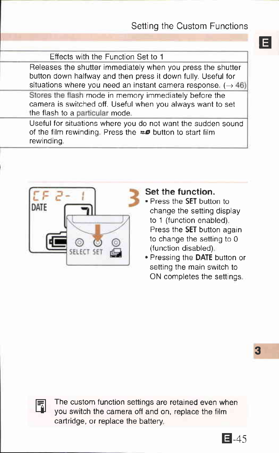 B-45, Setting the custom functions | Canon IXUS Z65 User Manual | Page 45 / 54