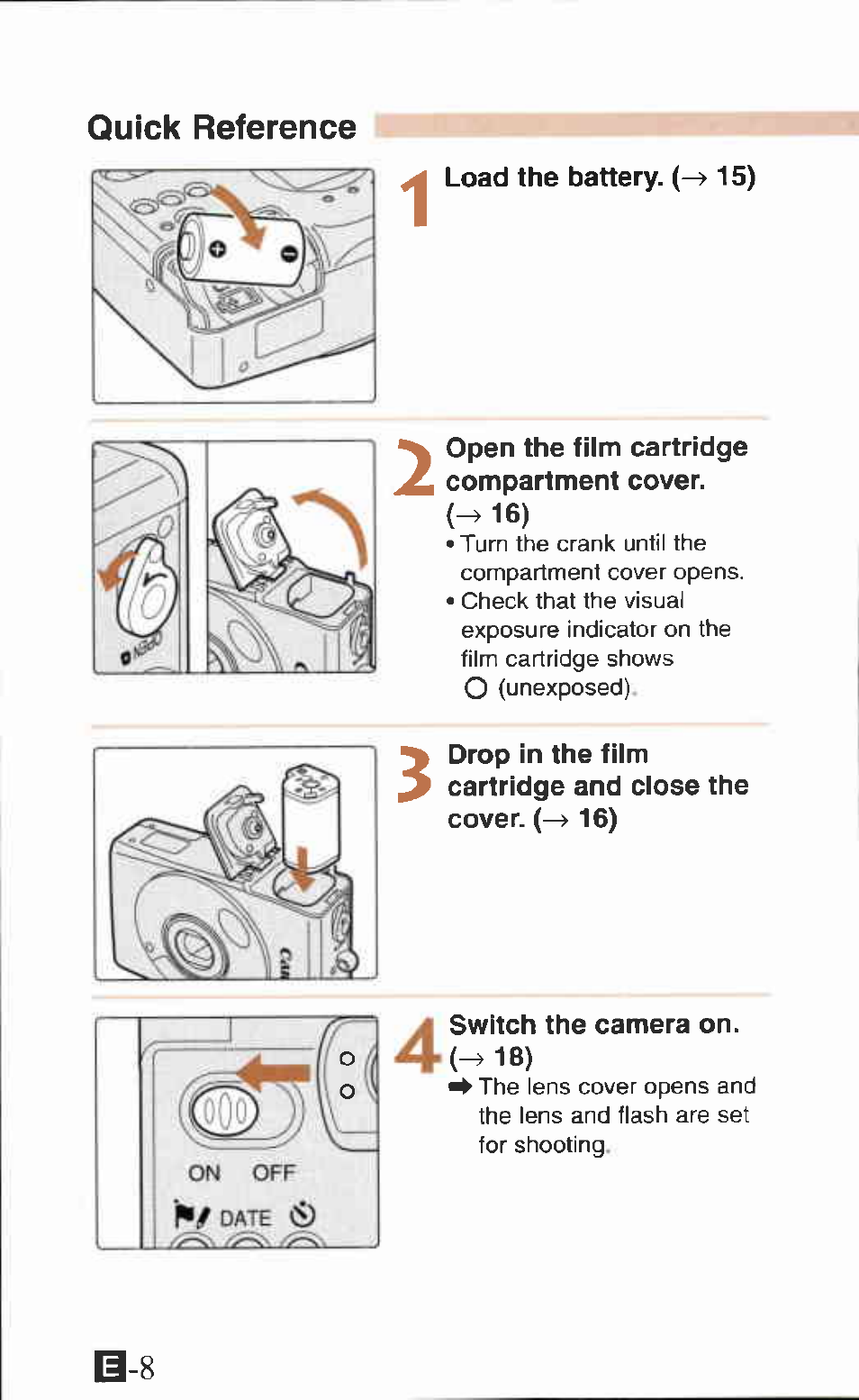 Quick reference | Canon IXUS Z65 User Manual | Page 8 / 54