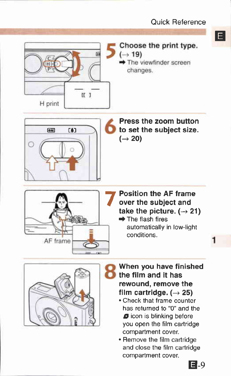 Quick reference | Canon IXUS Z65 User Manual | Page 9 / 54