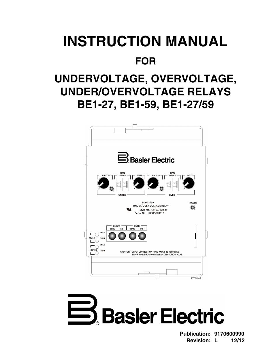 Basler Electric BE1-27 User Manual | 50 pages