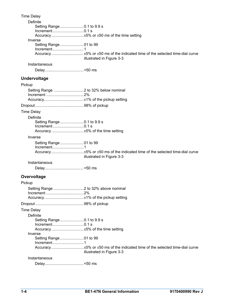 Undervoltage, Overvoltage | Basler Electric BE1-47N User Manual | Page 12 / 42