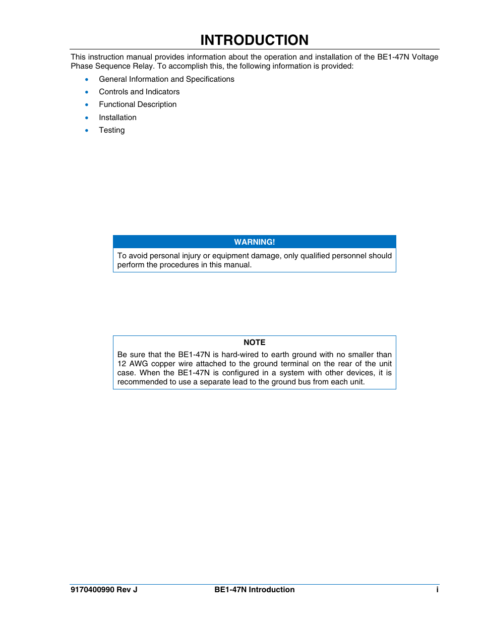 Introduction | Basler Electric BE1-47N User Manual | Page 3 / 42