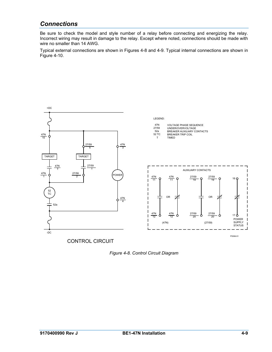 Connections, Control circuit | Basler Electric BE1-47N User Manual | Page 33 / 42