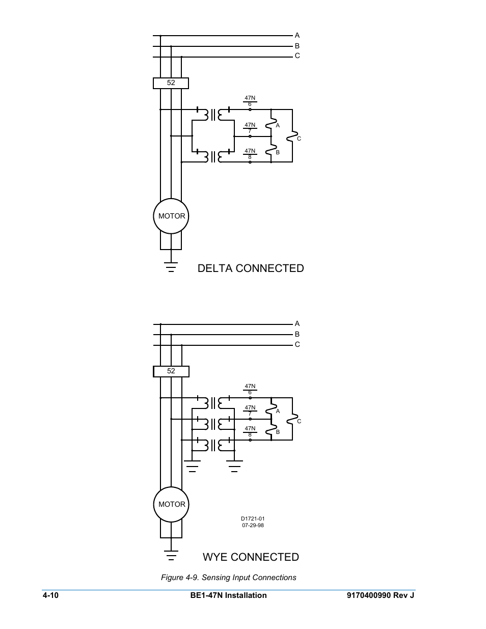 Wye connected, Delta connected | Basler Electric BE1-47N User Manual | Page 34 / 42