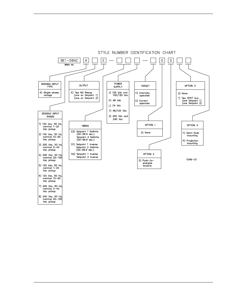 Model and style number, Style number example | Basler Electric BE1-59NC User Manual | Page 11 / 40
