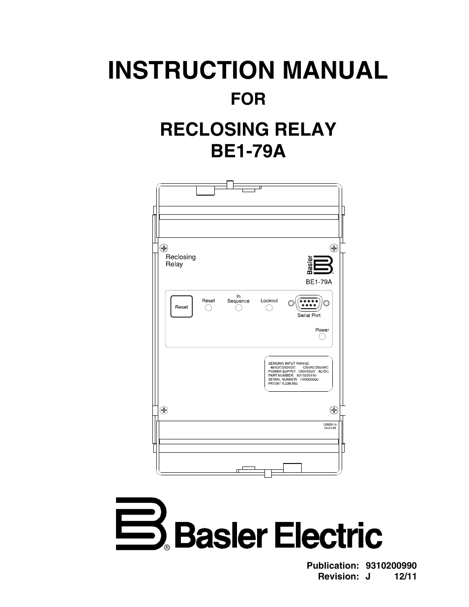 Basler Electric BE1-79A User Manual | 72 pages
