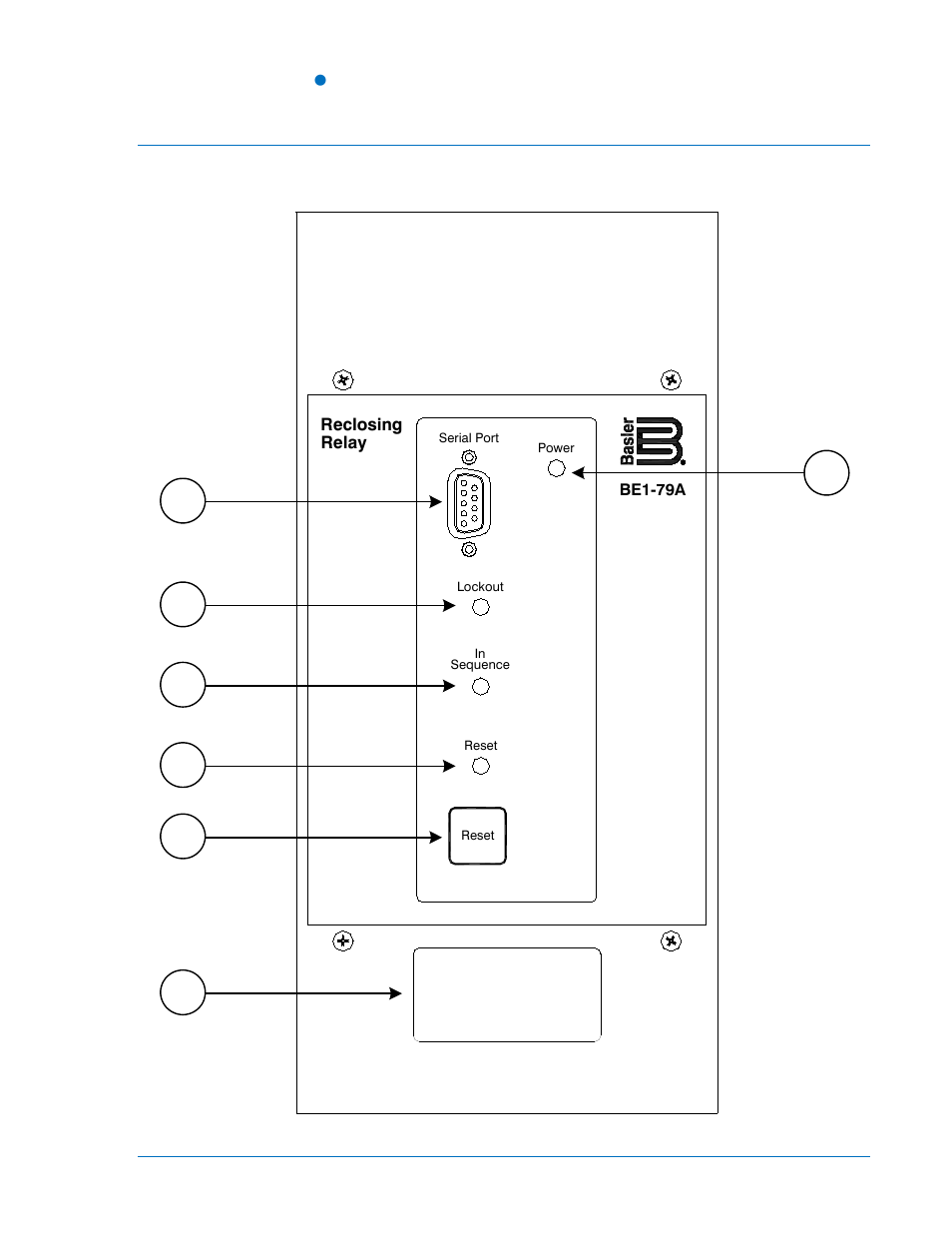 Front panel, Section 2, Controls and indicators -1 | Front panel -1, Figure 2-1. front panel controls and indicators -1 | Basler Electric BE1-79A 9310200114 User Manual | Page 17 / 62