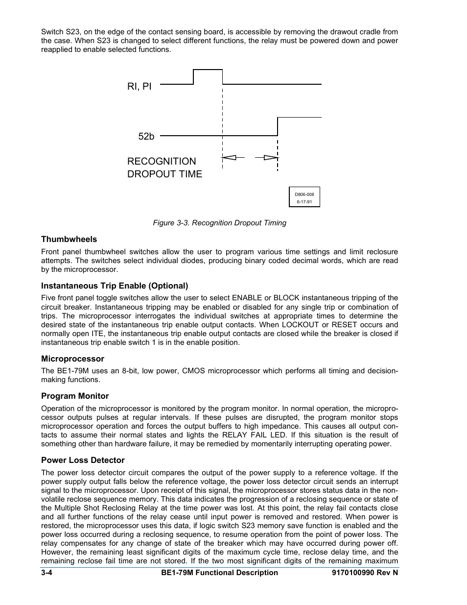 Thumbwheels, Instantaneous trip enable (optional), Microprocessor | Program monitor, Power loss detector, Thumbwheels -4, Instantaneous trip enable (optional) -4, Microprocessor -4, Program monitor -4, Power loss detector -4 | Basler Electric BE1-79M User Manual | Page 28 / 74