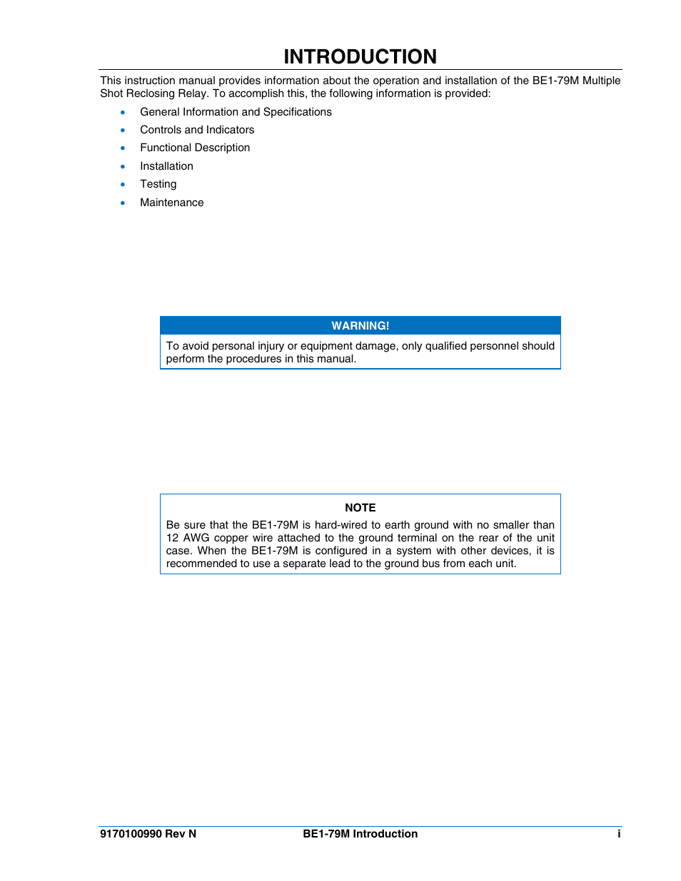 Introduction | Basler Electric BE1-79M User Manual | Page 3 / 74