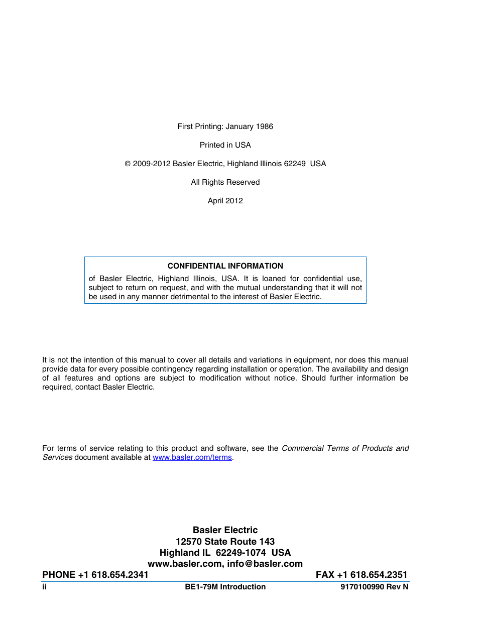 Basler Electric BE1-79M User Manual | Page 4 / 74