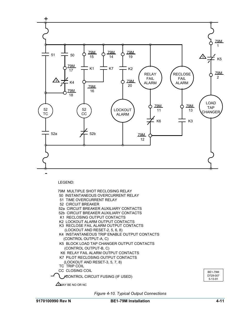 Figure 4-10. typical output connections | Basler Electric BE1-79M User Manual | Page 51 / 74