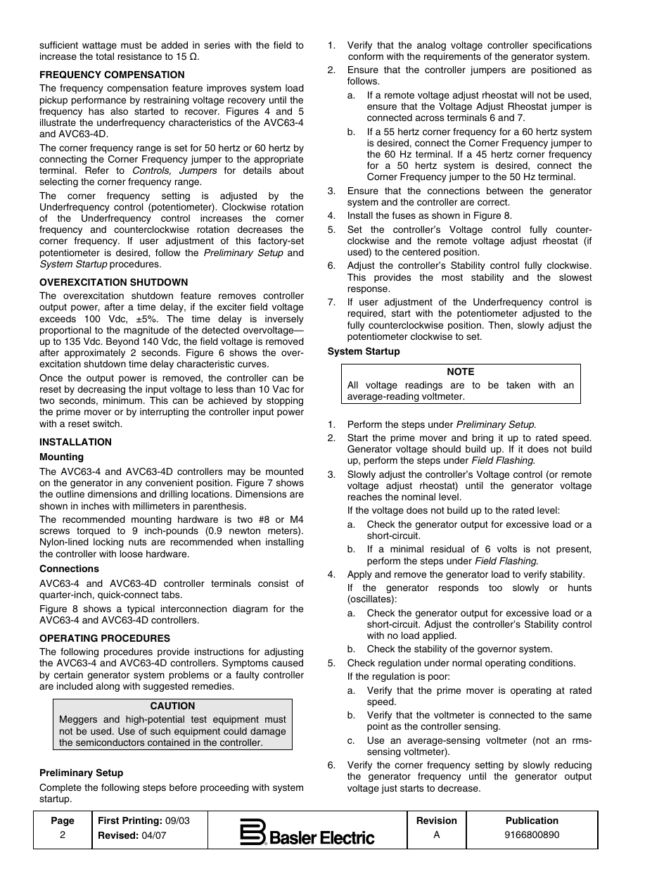 Basler Electric AVC63-4 User Manual | Page 2 / 6