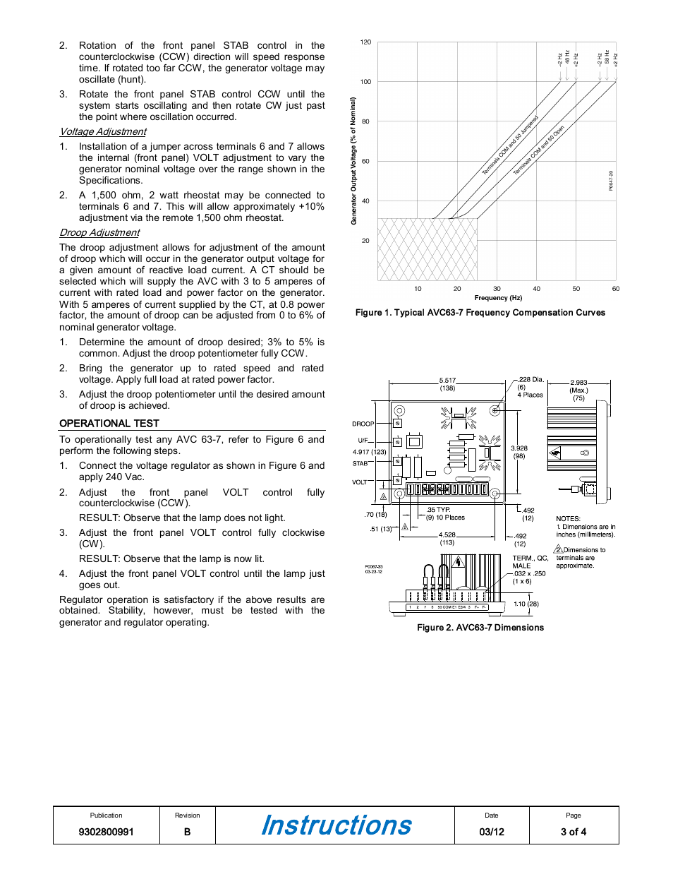 Instructions | Basler Electric AVC63-7 User Manual | Page 3 / 4