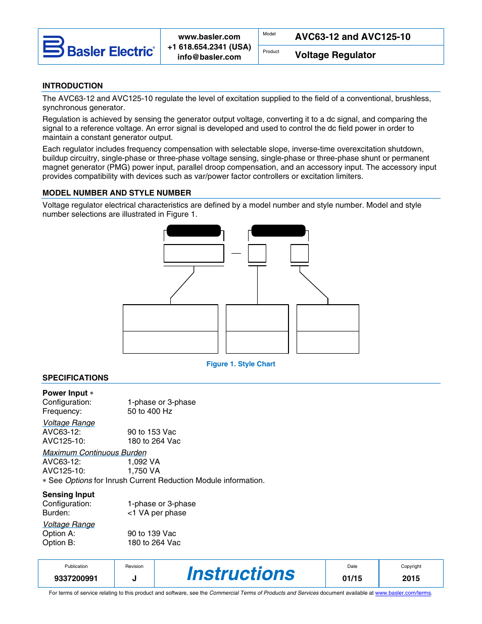 Basler Electric AVC63-12 User Manual | 10 pages