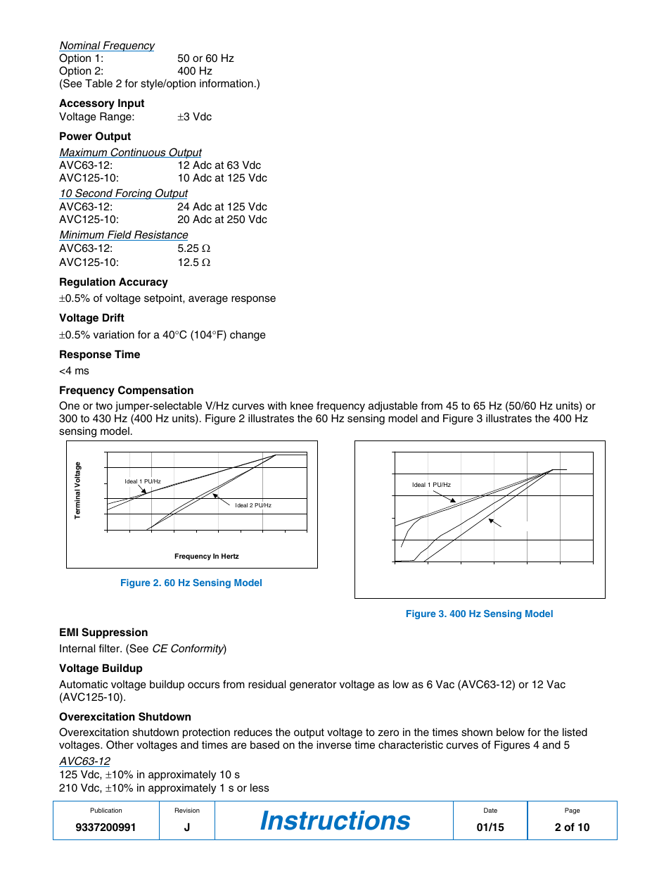 Instructions | Basler Electric AVC63-12 User Manual | Page 2 / 10