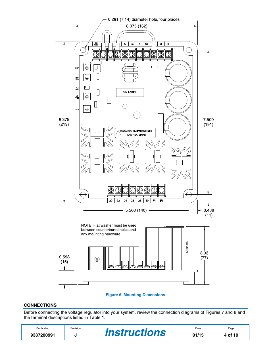 Connections, Instructions | Basler Electric AVC63-12 User Manual | Page 4 / 10