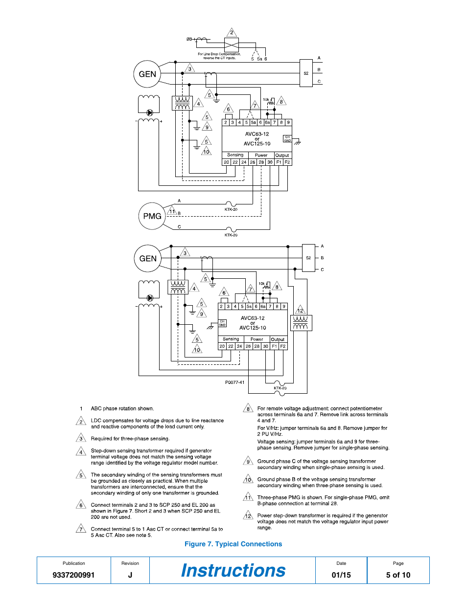 Instructions | Basler Electric AVC63-12 User Manual | Page 5 / 10
