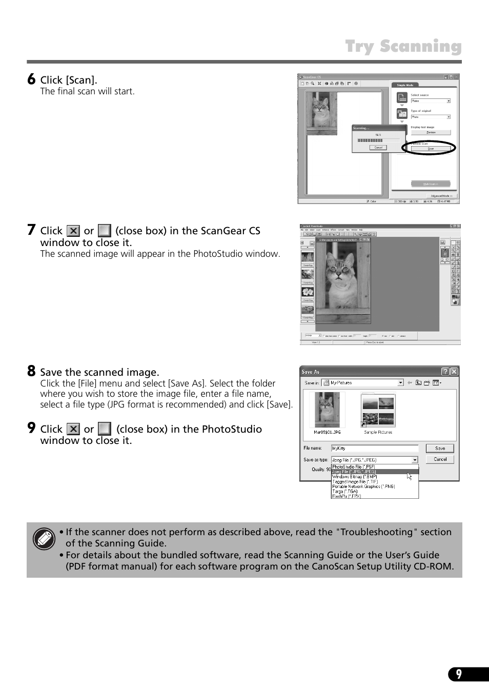 Try scanning | Canon CanoScan LiDe 50 User Manual | Page 11 / 16