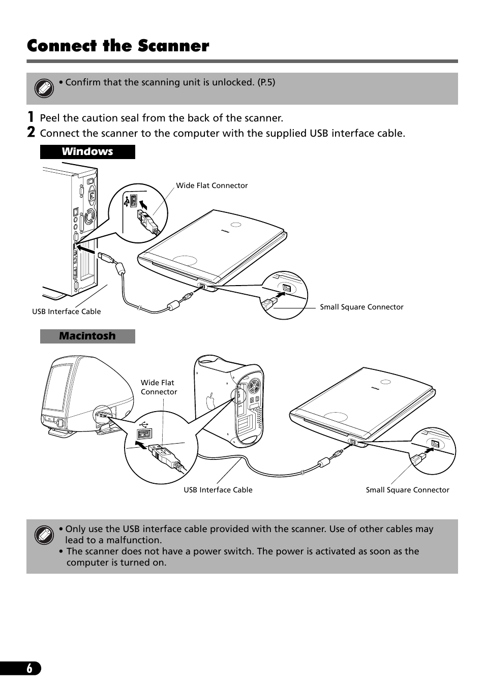 Connect the scanner | Canon CanoScan LiDe 50 User Manual | Page 8 / 16
