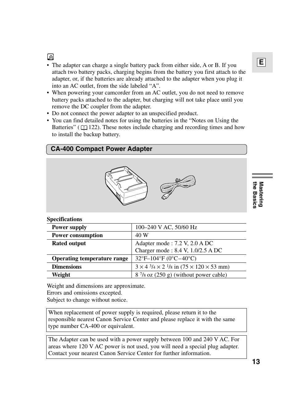 13 e | Canon elura20 User Manual | Page 13 / 152