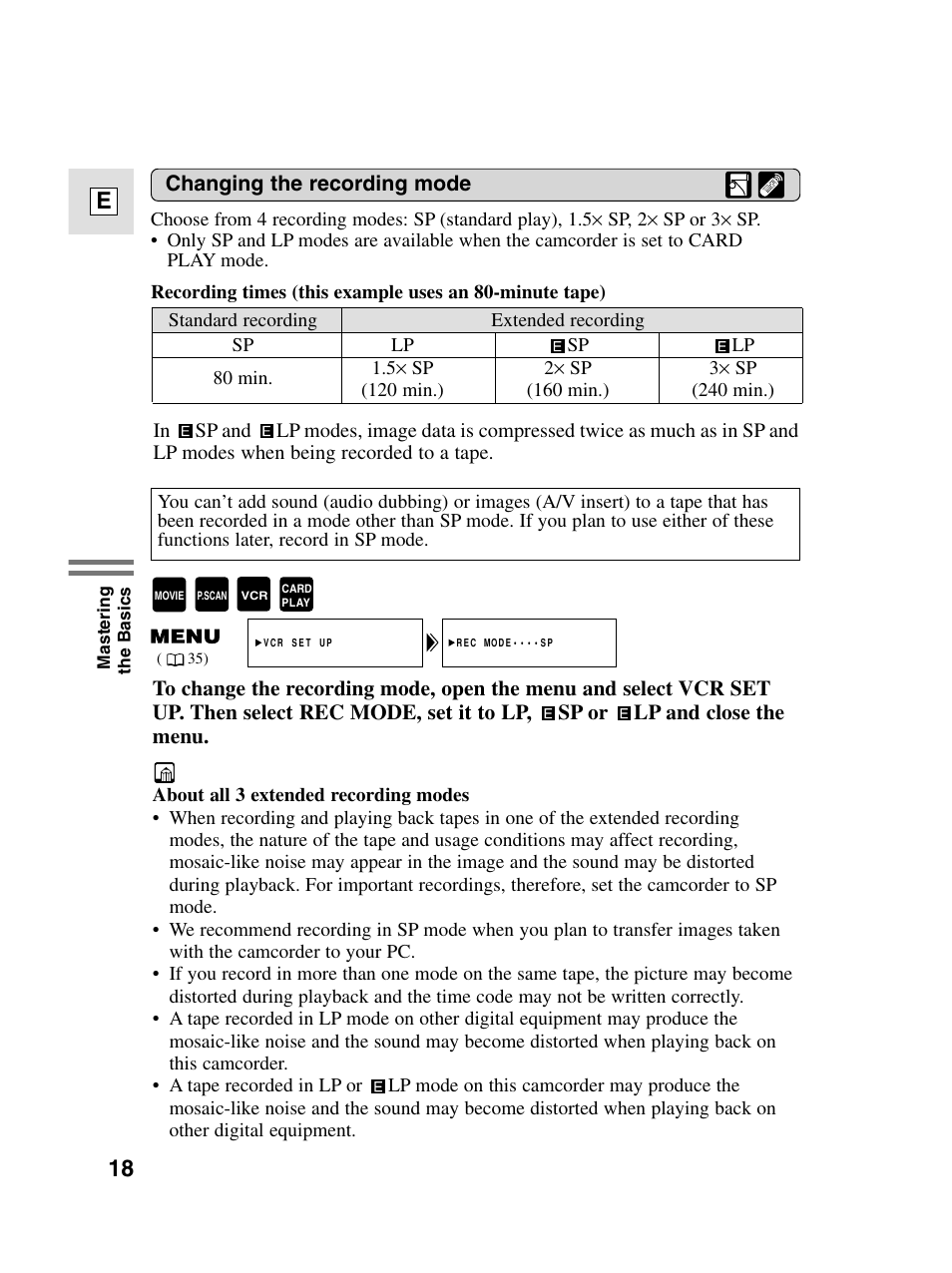 18 e | Canon elura20 User Manual | Page 18 / 152