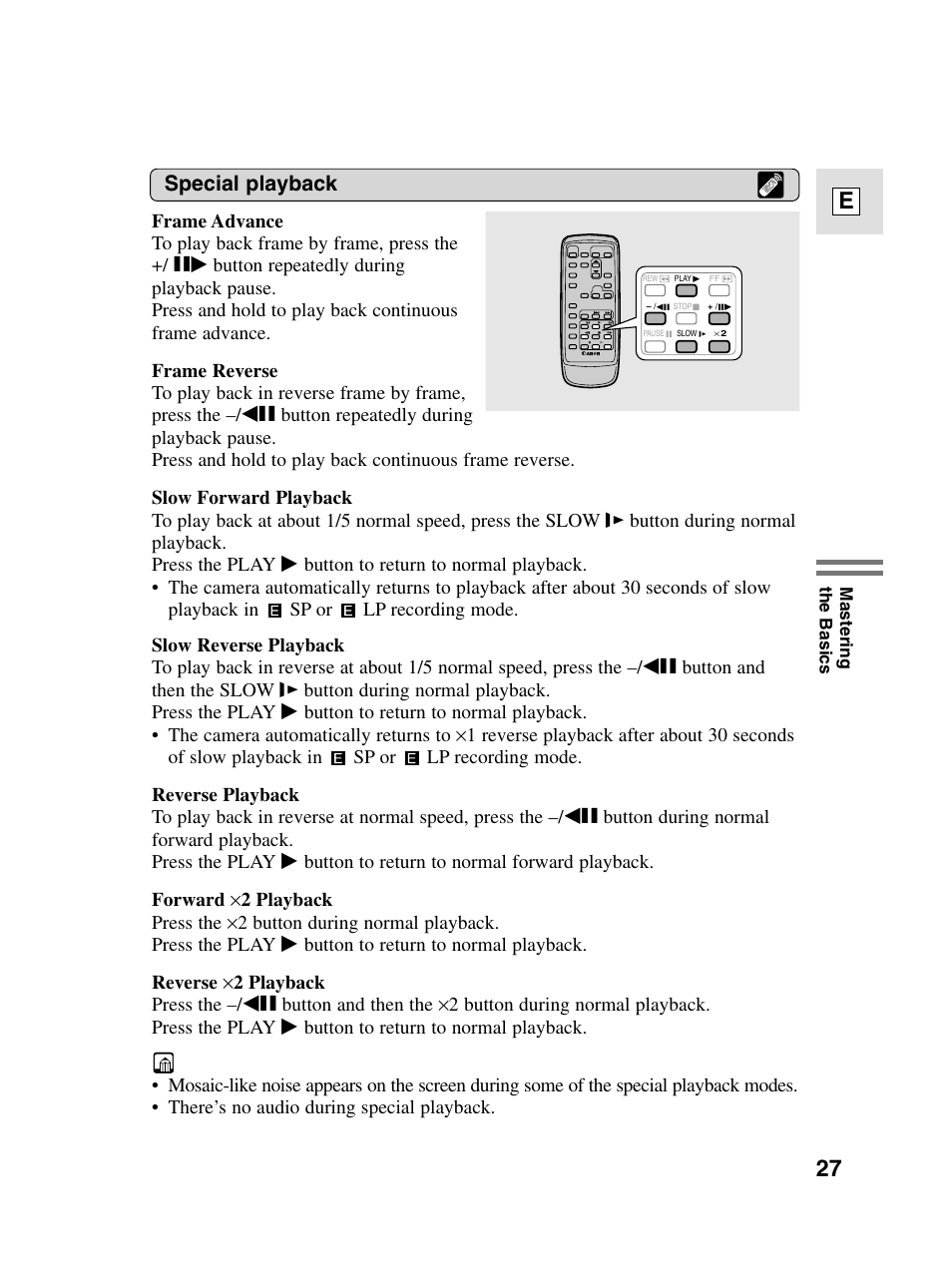 27 e, Special playback | Canon elura20 User Manual | Page 27 / 152