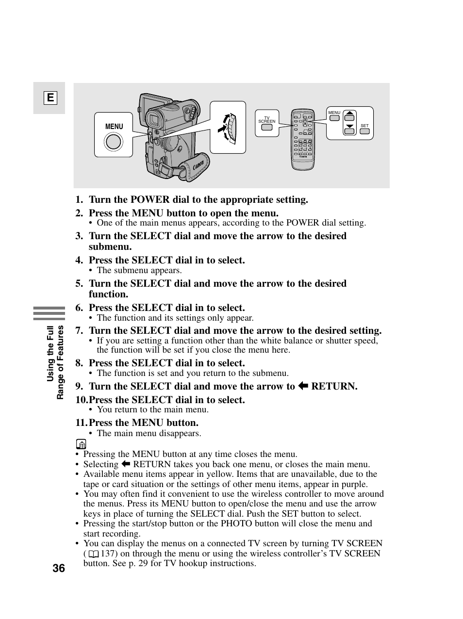 36 e | Canon elura20 User Manual | Page 36 / 152