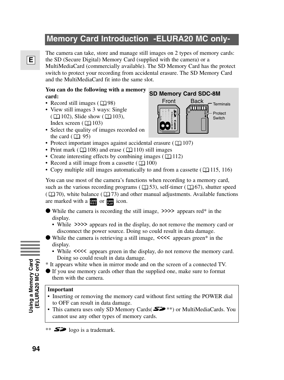 94 e | Canon elura20 User Manual | Page 94 / 152