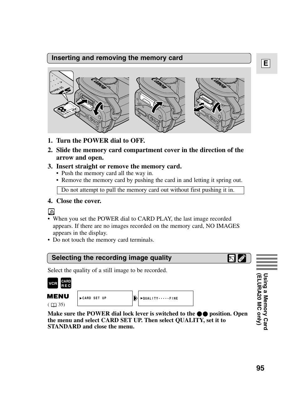 95 e | Canon elura20 User Manual | Page 95 / 152