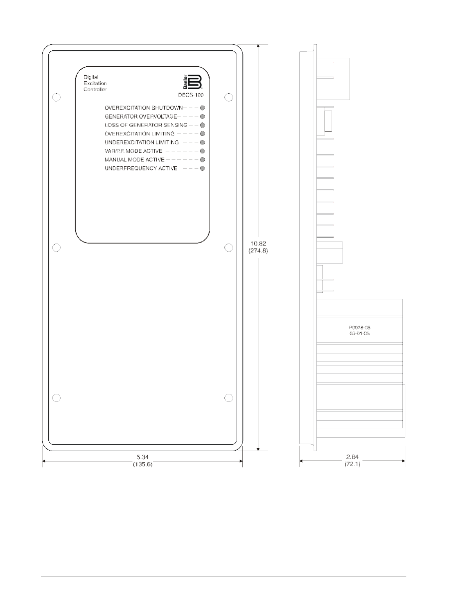 Figure 4-1. decs-100 dimensions -2 | Basler Electric DECS-100 User Manual | Page 36 / 86