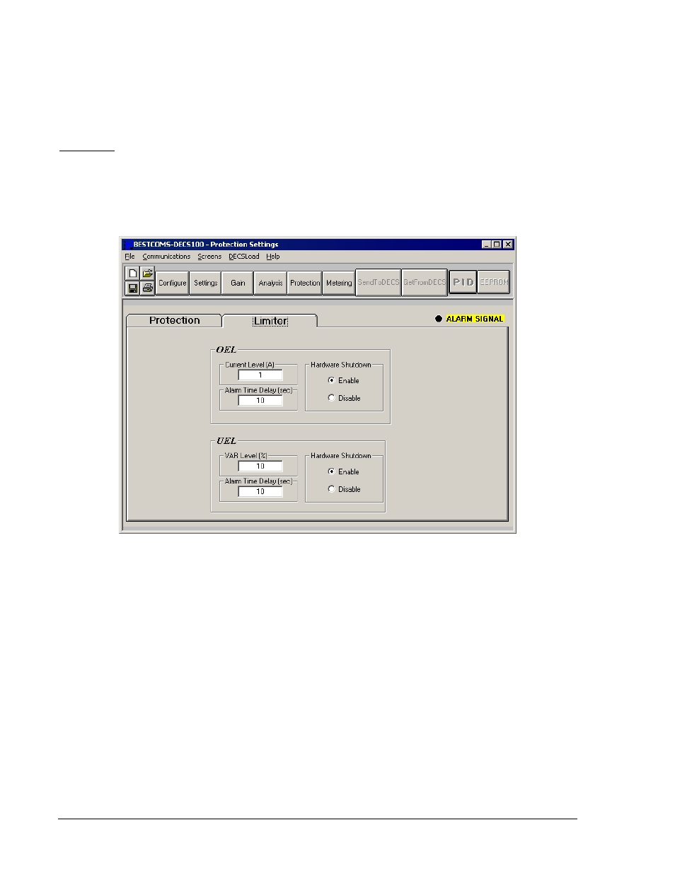 Limiter tab -14 | Basler Electric DECS-100 User Manual | Page 66 / 86