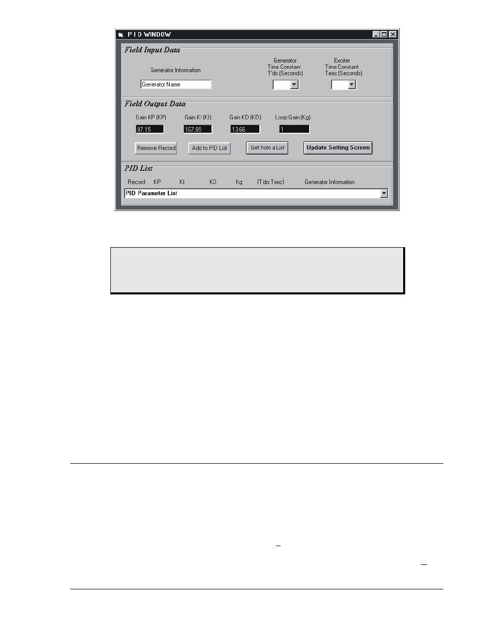 Adding to the pid list, Removing a pid list record, Retrieving existing data from the pid list | Settings files, Printing settings files, Adding to the pid list -19, Removing a pid list record -19, Retrieving existing data from the pid list -19, Settings files -19, Printing settings files -19 | Basler Electric DECS-100 User Manual | Page 71 / 86