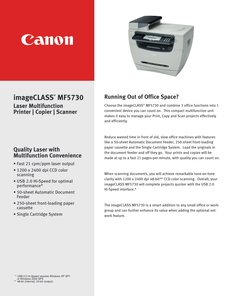Canon ImageCLASS MF5730 User Manual | 2 pages