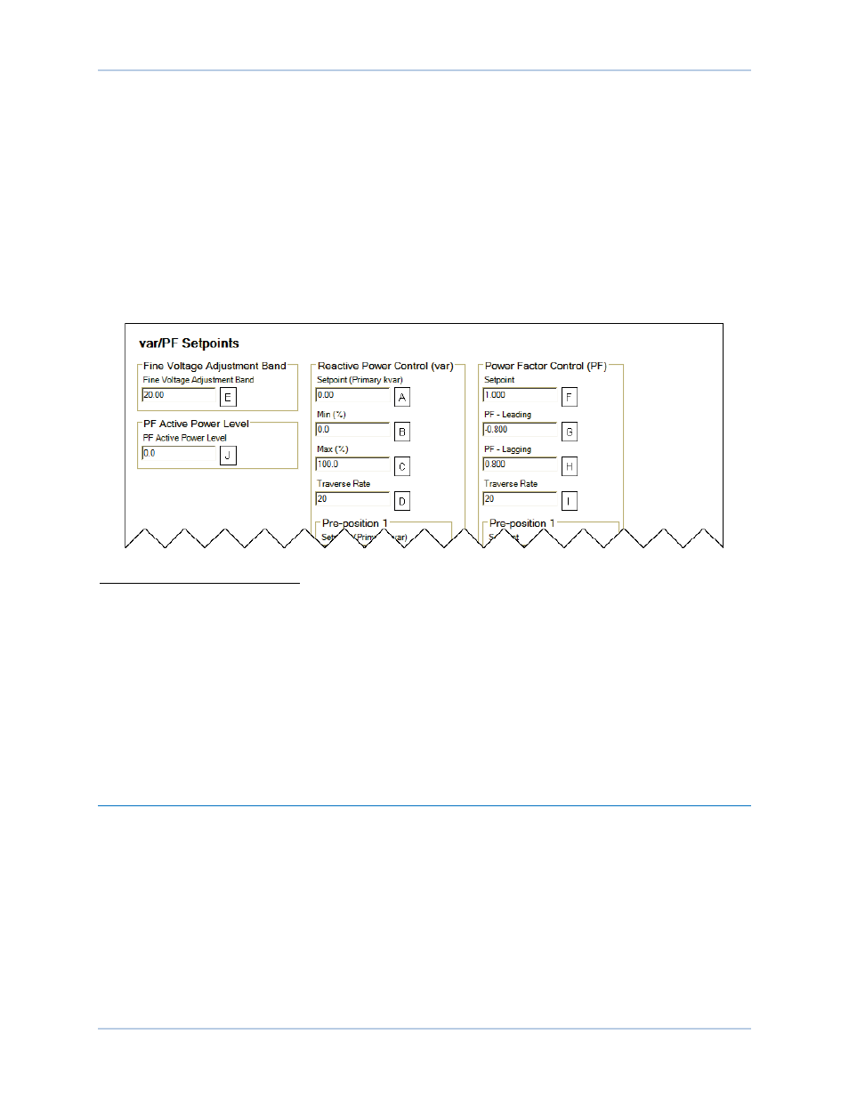 Power factor, Pre-position setpoints | Basler Electric DECS-250N User Manual | Page 43 / 370