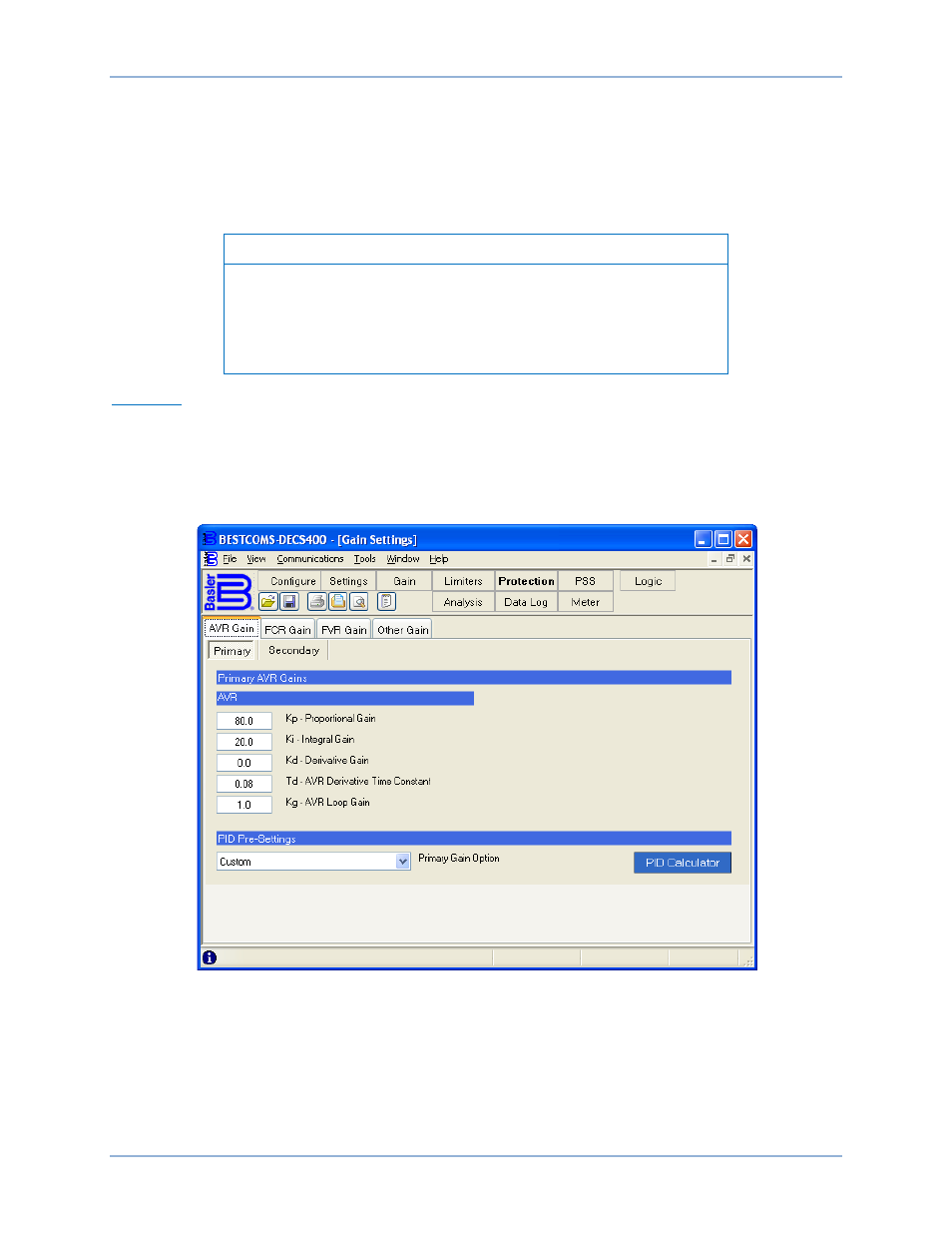 Gain settings | Basler Electric DECS-400 User Manual | Page 89 / 250