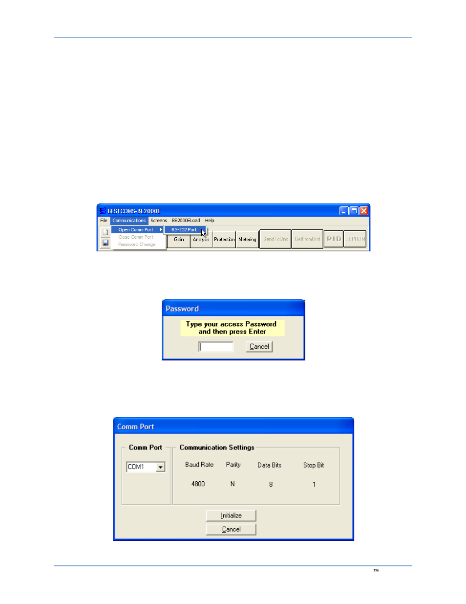 Establishing communication | Basler Electric BE2000E User Manual | Page 43 / 82