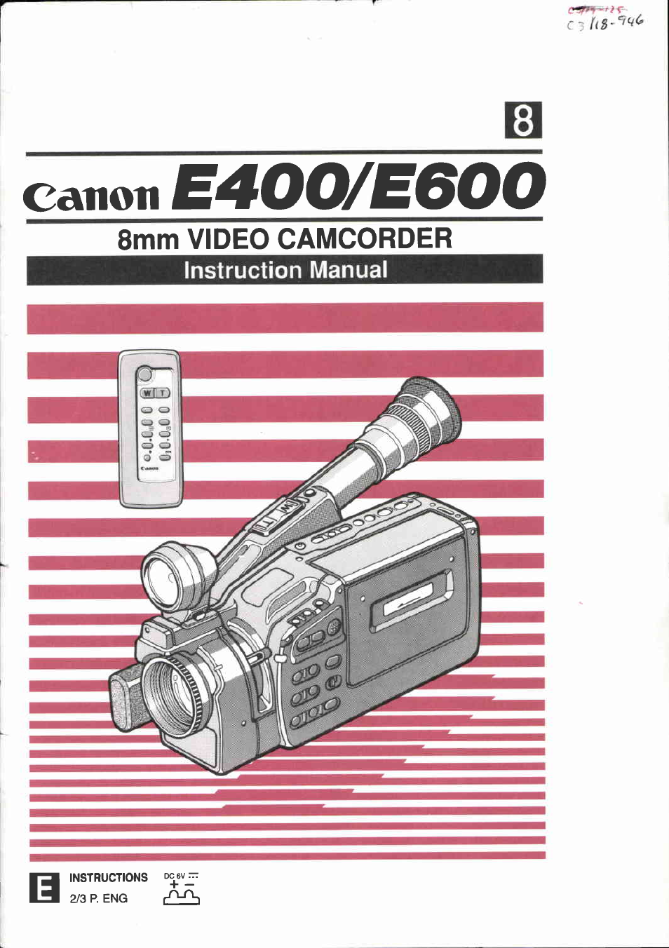 Canon E 600 User Manual | 96 pages