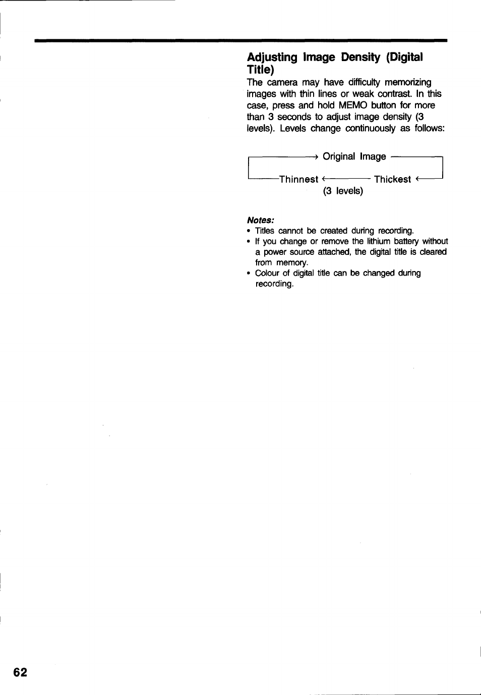 Adjusting image density (digital title) | Canon E 600 User Manual | Page 62 / 96