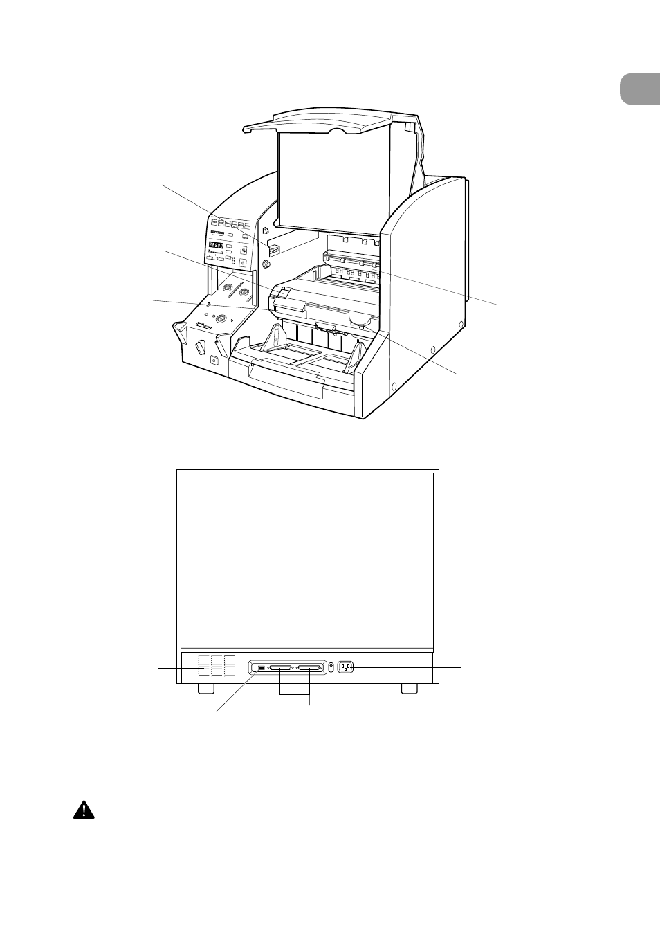 Inside (with upper unit open), Rear view | Canon DR-5060F User Manual | Page 15 / 92